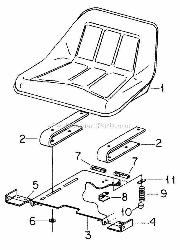 Seat & Support Diagram and Parts List for 1604 2050598U, 144-582-399, 145-582-399, 142-582-3 Cub Cadet Lawn Tractor